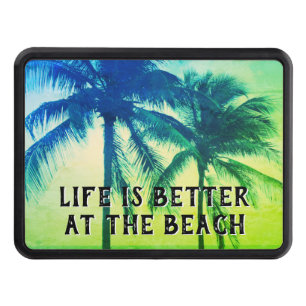 Life is better at the beach palm tree photo hitch cover