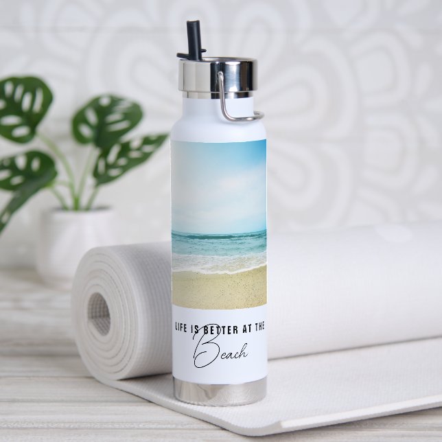 Life Is Better At The Beach Photo Water Bottle (Yoga)