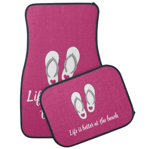 Life is better at the beach pink car mat set gift