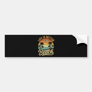 Life is Better At The Beach Retro Summer Vacation Bumper Sticker
