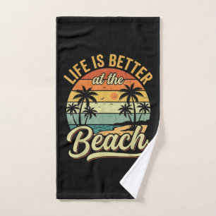 Life is Better At The Beach Retro Summer Vacation Hand Towel