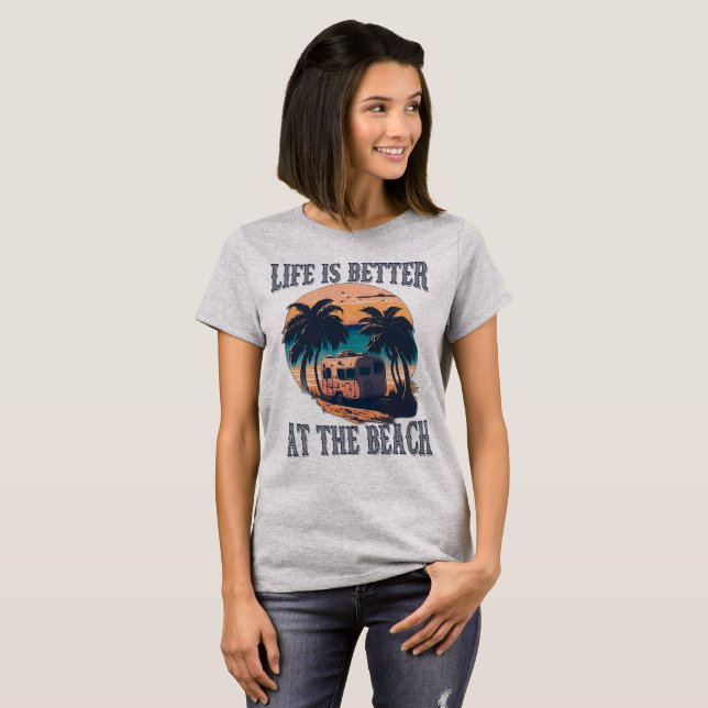 Life Is Better At The Beach - Retro T-Shirt (Front Full)