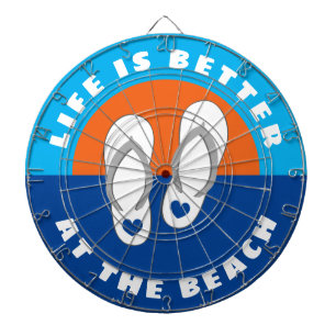 Life is better at the beach sandals ocean sunset dart board