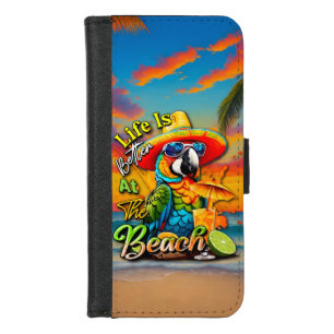 Life Is Better At The Beach Tropical Parrot iPhone 8/7 Wallet Case