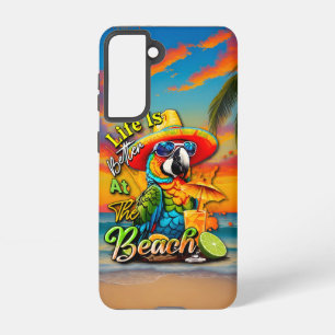 Life Is Better At The Beach Tropical Parrot Samsung Galaxy S21 Case