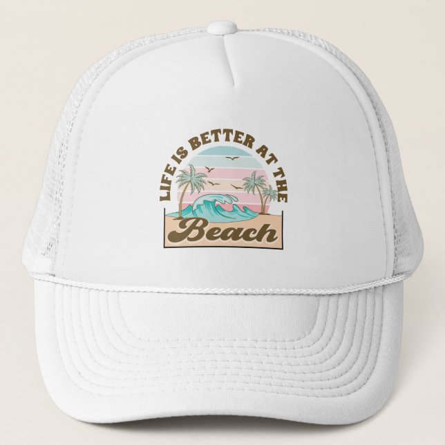 Life is Better at the Beach Tropical Summer Trucker Hat (Front)