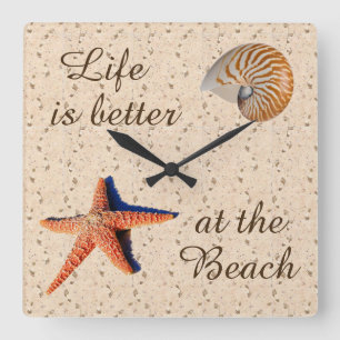 Life is better at the beach wall clock