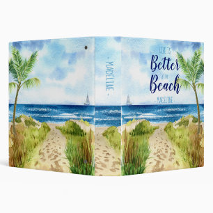 Life is Better at the Beach Watercolor Monogram 3 Ring Binder