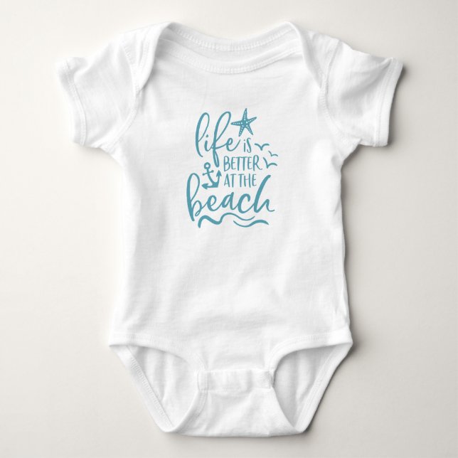 Life Is Better At The Beach Waves Anchor Baby Bodysuit (Front)