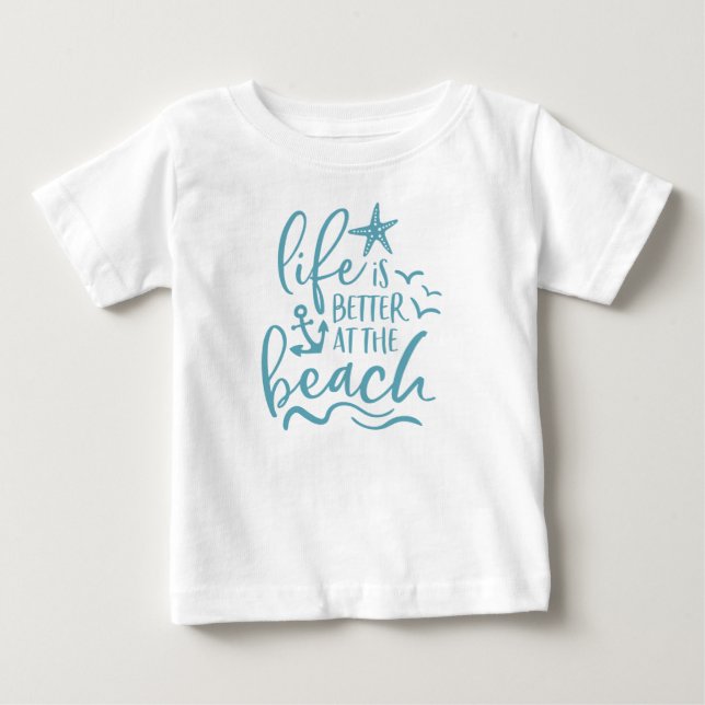 Life Is Better At The Beach Waves Anchor Baby T-Shirt (Front)