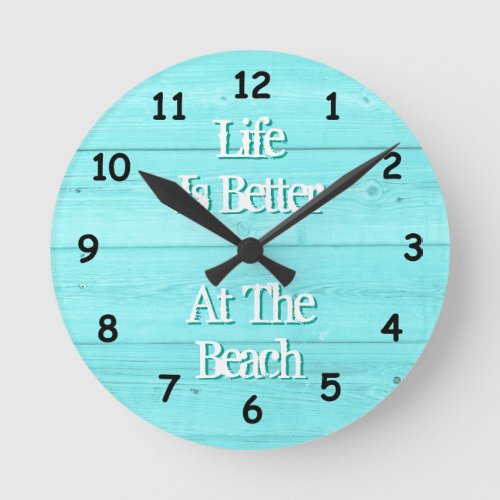 Life is better at the beach wood panel wall clock