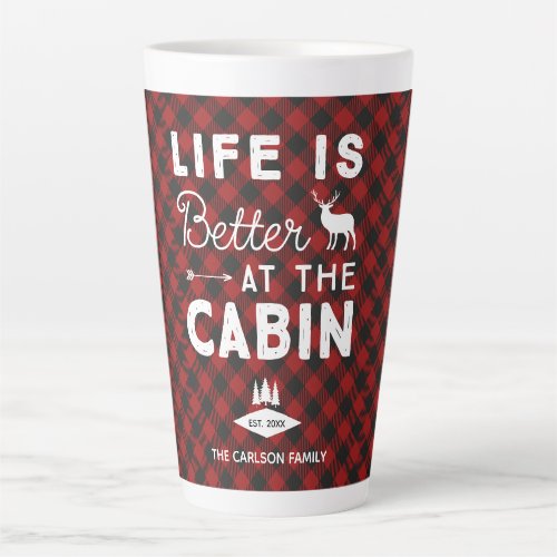 Life is Better at the Cabin Family Buffalo Plaid Latte Mug