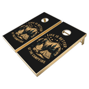 Life Is Better At The Campfire Camper Camp Camping Cornhole Set