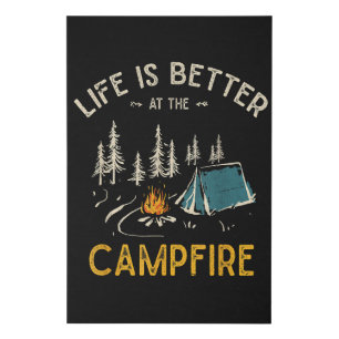 Life Is Better At The Campfire Funny Camper Faux Canvas Print