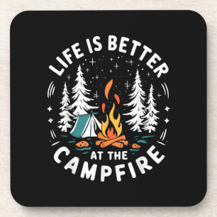 Life is Better at The Campfire Funny Camping Beverage Coaster
