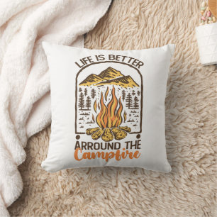 Life Is Better At The Campfire Travel Throw Pillow
