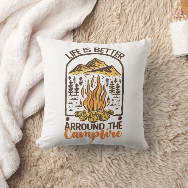 Life Is Better At The Campfire Travel Throw Pillow (Blanket)