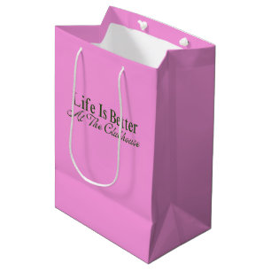 Life Is Better At The Clubhouse Green & Magenta Medium Gift Bag