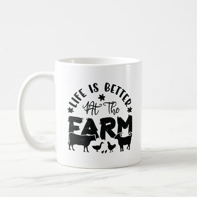 Life is Better At the Farm (chicken, cow, goat)  Coffee Mug (Left)