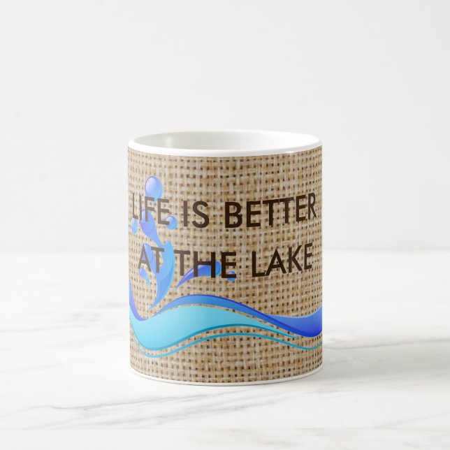 Life Is Better At The Lake Burlap Coffee Mug (Center)