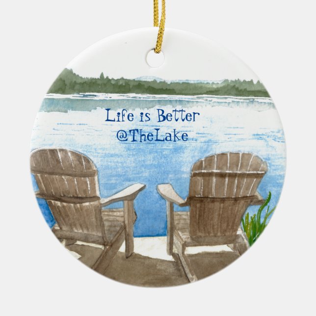 Life is Better at the Lake Ceramic Ornament (Front)