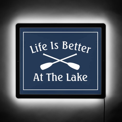 Life is better at the lake crossed boat oars LED sign