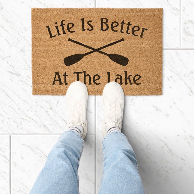 Life is better at the lake crossed rowing oars fiber doormat (Insitu)