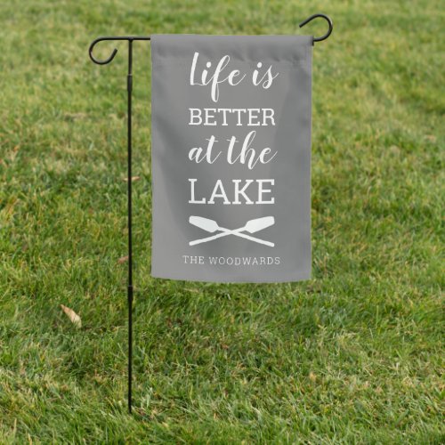 Life Is Better at the Lake Dark Gray Garden Flag