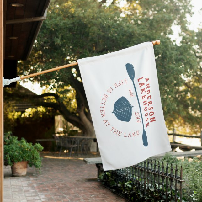 Life is Better at the Lake | Family Name House Flag (In SItu)