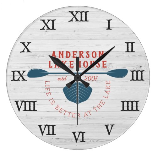 Life is Better at the Lake | Family Name Large Clock