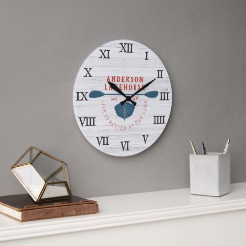 Life is Better at the Lake  Family Name Large Clock