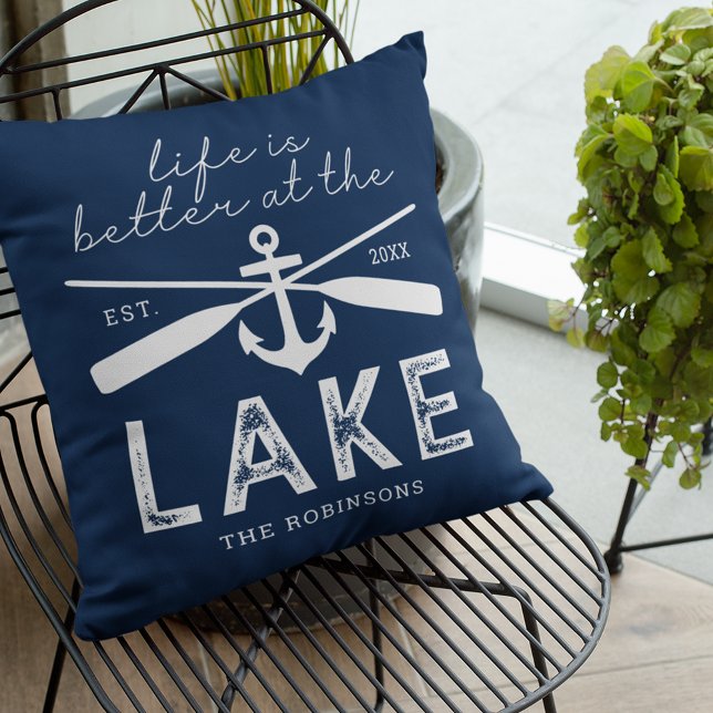 Life is Better at the Lake Family Name Throw Pillow (Creator Uploaded)