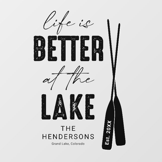 Life is Better at the Lake Family Name Wall Decal (Front)