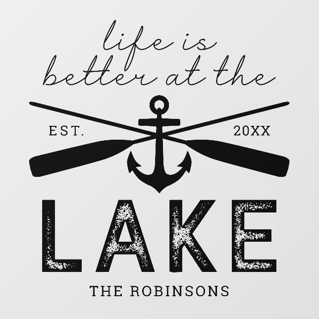 Life is Better at the Lake Family Name Wall Decal (Front)