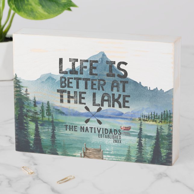 Life is Better at the Lake | Family Name Wood Box (In Situ Horizontal)