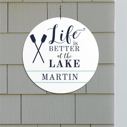 Life Is Better At The Lake Fun White PVC Wall Sign (Front)