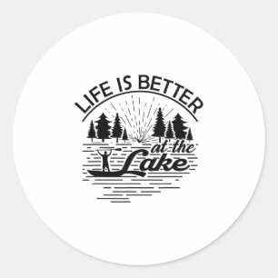 Life Is Better At The Lake Funny Boating Lover Cru Classic Round Sticker