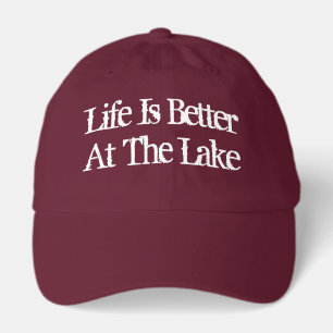 Life is better at the lake funny maroon red hat