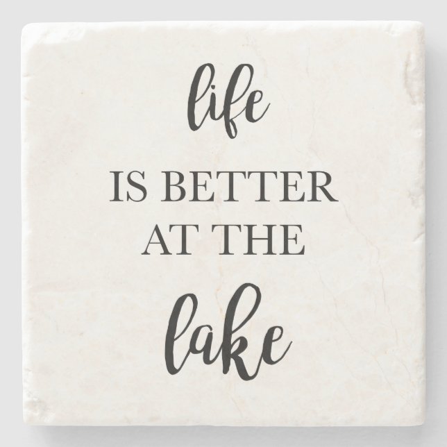 Life is Better at the Lake Marble Stone Coaster (Front)