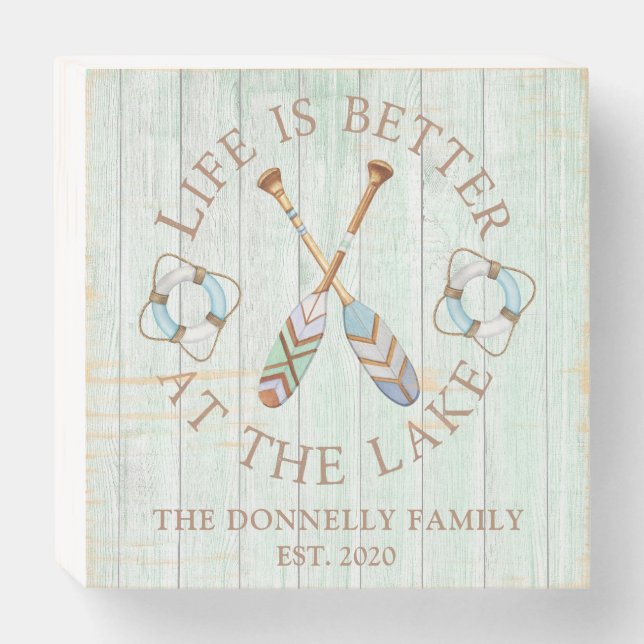 Life Is Better At The Lake Personalized  Wooden Box Sign (Front Horizontal)