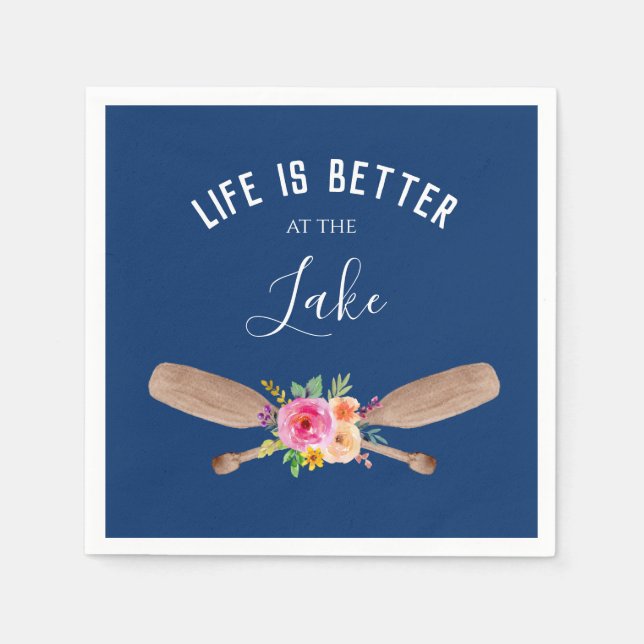 Life Is Better At The Lake Rustic Chic Napkins (Front)