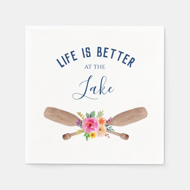 Life Is Better At The Lake Rustic Chic Napkins (Front)