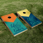 Life Is Better at the Lake Teal Blue Cornhole Set<br><div class="desc">Fun bright colors on this cornholes set with the quote Life is Better at the Lake. You are able to customize this with your family name.</div>