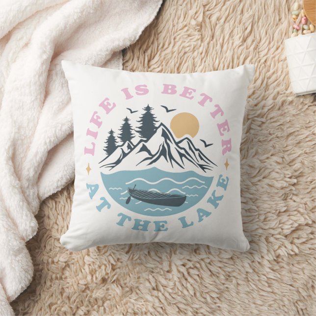 Life Is Better at The Lake Throw Pillow (Blanket)