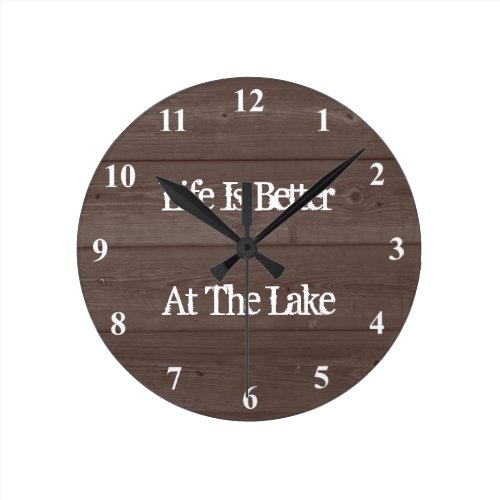 Life is better at the lake wood grain wall clock