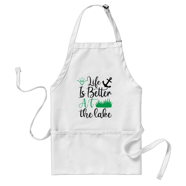 life is better at the lake word art Adult Apron (Front)