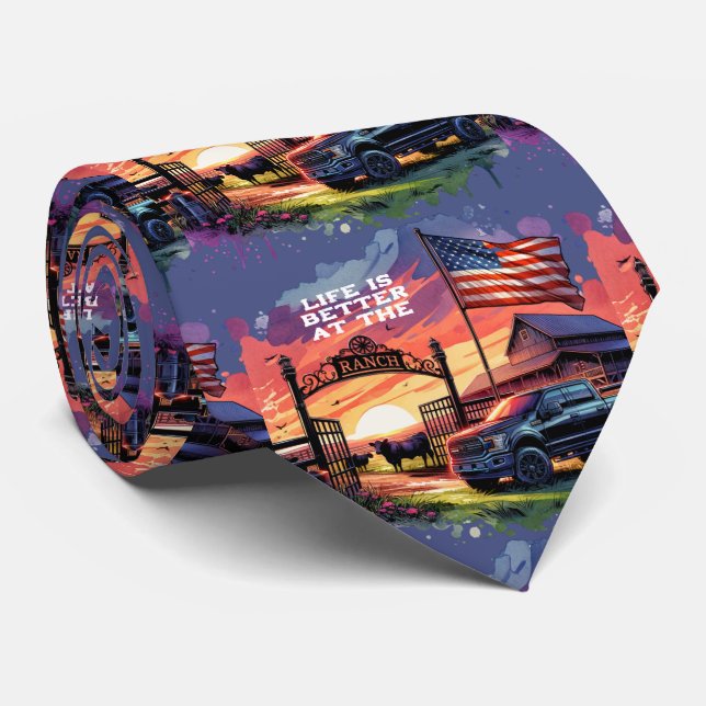 Life Is Better At The Ranch Neck Tie (Rolled)