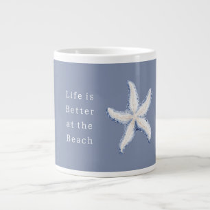Life is Better Beach Blue White Starfish Giant Coffee Mug