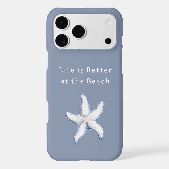 Life is Better Beach Blue White Starfish iPhone Case (Back)