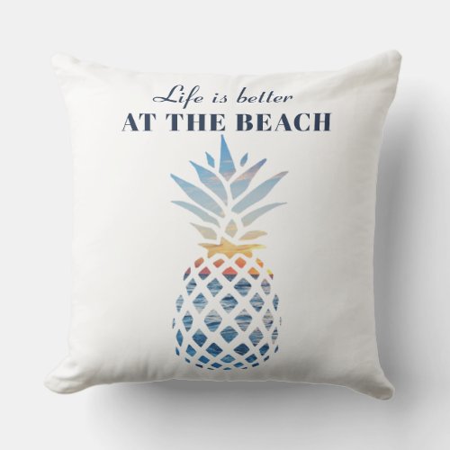 Life is Better Beach Pineapple Family Vacation Outdoor Pillow